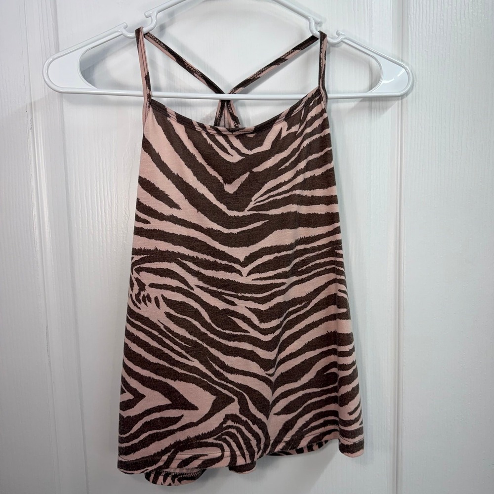 Women's brown zebra‎ animal print racerback cropped tank top basic cami summer